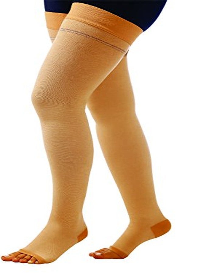 Comprezon Cotton Class I Lycra Medical Compression Stockings for Varicose Veins | Class 1 Mid Thigh Length | Compression Socks for Men and Women | Varicose Veins Stockings (Small) - Image 1