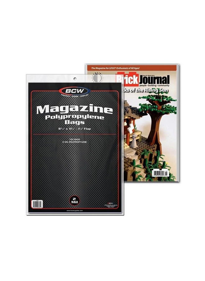 BCW - BCW Magazine Bags and Backing Boards Combo - 100 ct | Acid-Free Polypropylene Bags for Current Magazines | 24pt Solid Bleached Sulfate Boards | Archival-Quality Protection for Collectible Magazines - Image 1