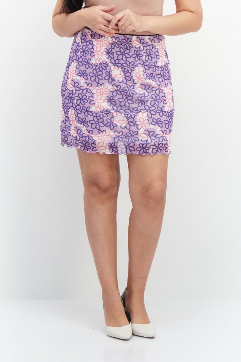 Misfit Women Floral Print Mini Skirt, Multicolor - Image 1