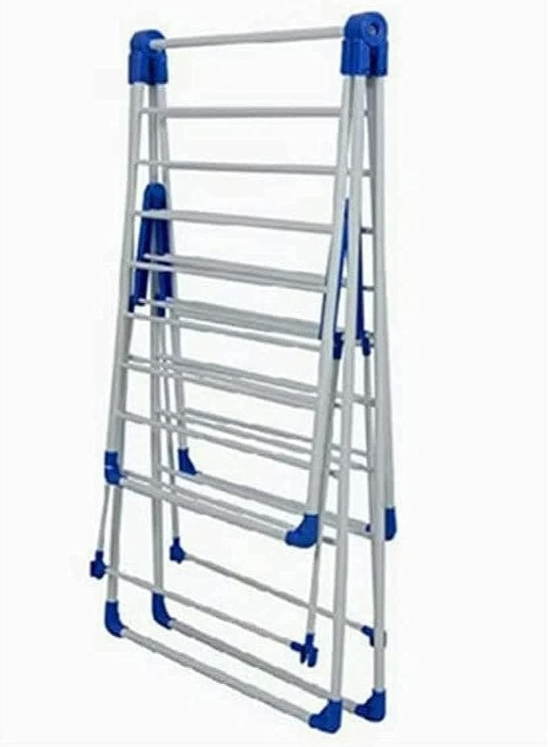 Foldable Clothes Drying Rack | 150x104x60cm Heavy-Duty Metal Laundry Stand with Multiple Rods | Indoor  Outdoor Use | Compact  Space-Saving Design Clothes Dryer Rack White  Blue - Image 1