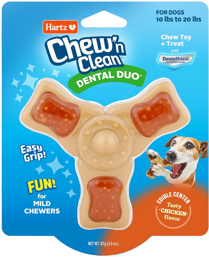 هارتز لعبة مضغ هارتز “Chew ‘n Clean” ووجبة في نفس الوقت، بنكهة دجج، مقاس صغير (Hartz Chew ‘n Clean Chew Toy and Treat in One, with chicken flavor, small size) - Image 1