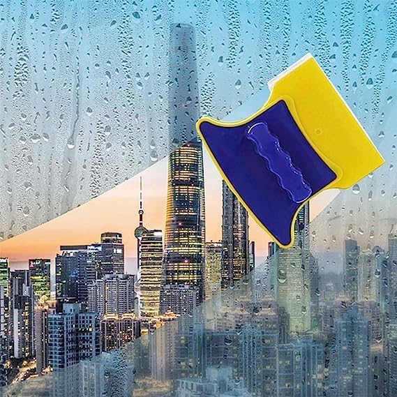 IGNOTI Magnetic Double Side Window Cleaner Tool Glazed Two Sided Glass Cleaning Wiper Brush with 2 Extra Cleaning Cotton Pads Squeegee Washing Equipment Household Glass Cleaner - Image 1