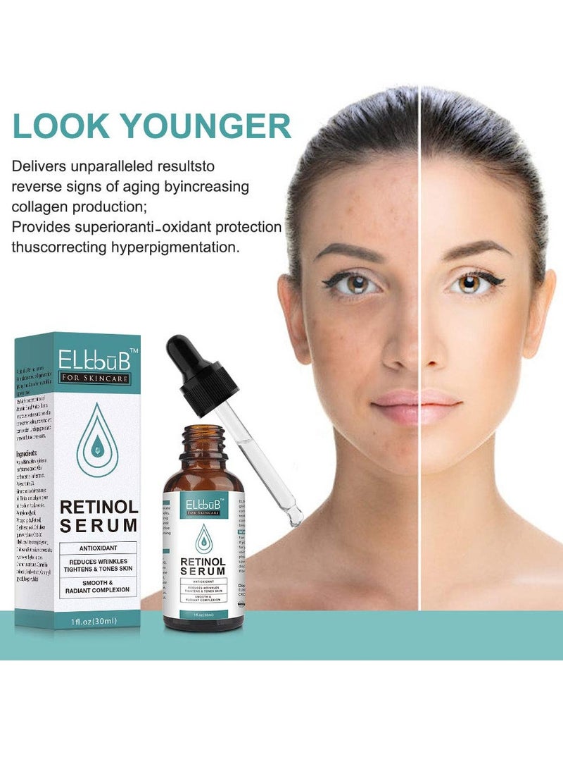 ELBBUB 3x30ml Vitamin C Serum Retinol Serum and Hyaluronic Acid Serum Boost Skin Collagen Age Defying Serum Hydrate and Plump Skin Anti Aging Wrinkle Facial Serum Antioxidant Moisturizing Day and Night Skincare Face Serum - Image 5
