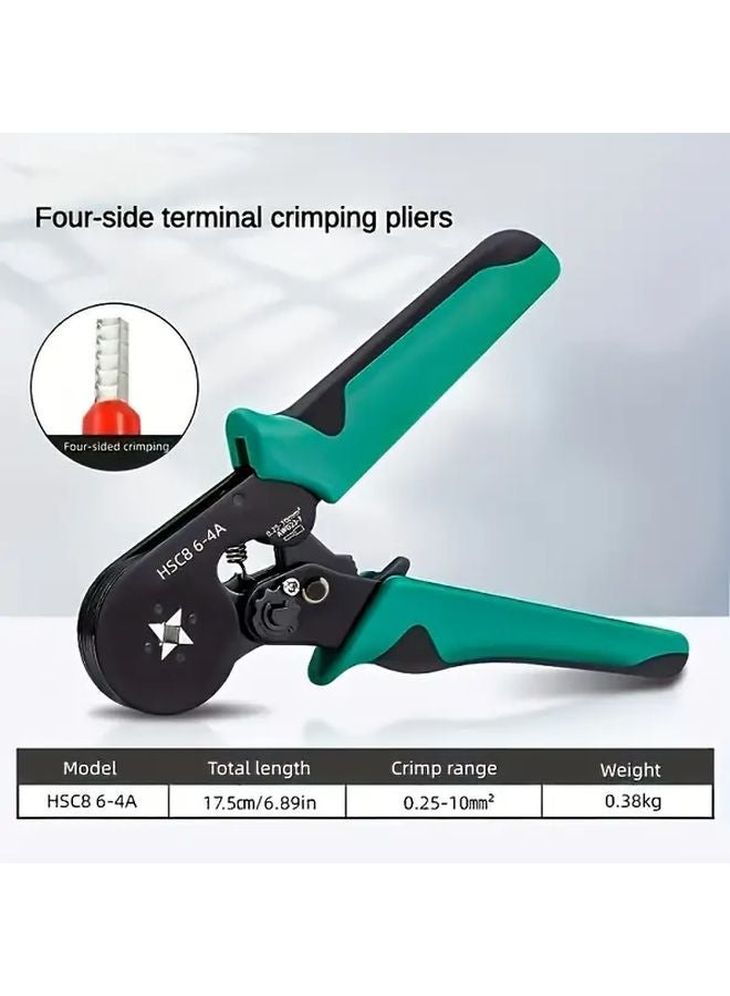 Green And Black Wire Strippers Professional Electrician Crimping Pliers Adjustable Ratchet Terminal Connector - Image 1