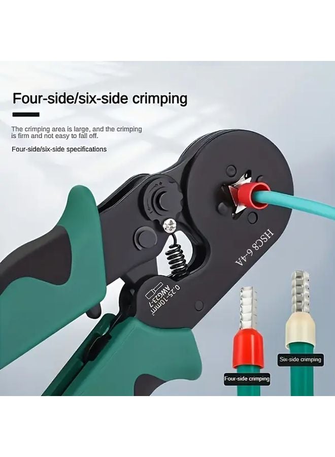 Green And Black Wire Strippers Professional Electrician Crimping Pliers Adjustable Ratchet Terminal Connector - Image 2