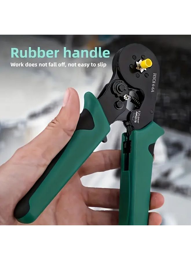 Green And Black Wire Strippers Professional Electrician Crimping Pliers Adjustable Ratchet Terminal Connector - Image 5