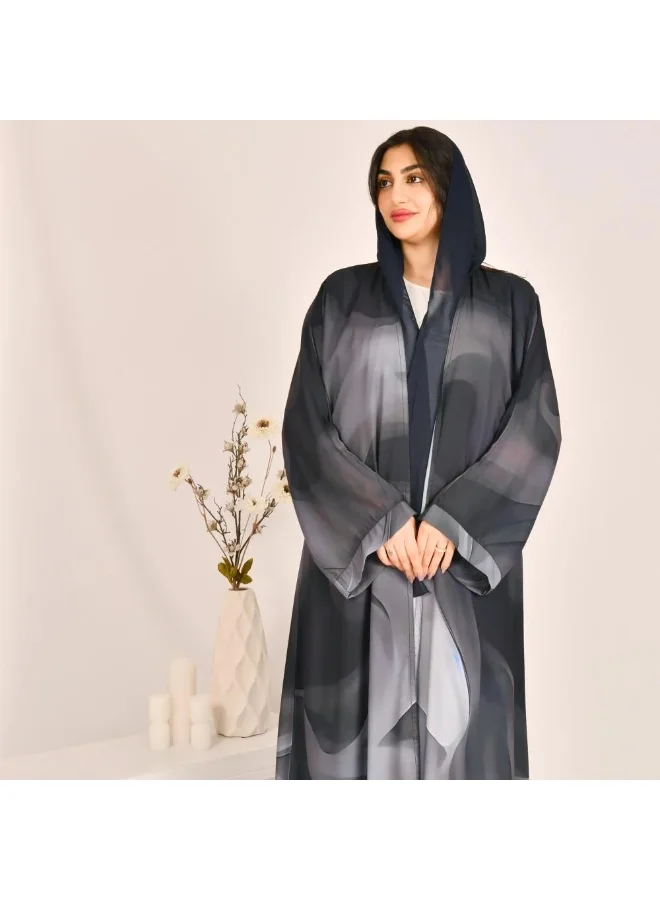lamha abaya Wrap abaya with ombre fabric in shades of gray