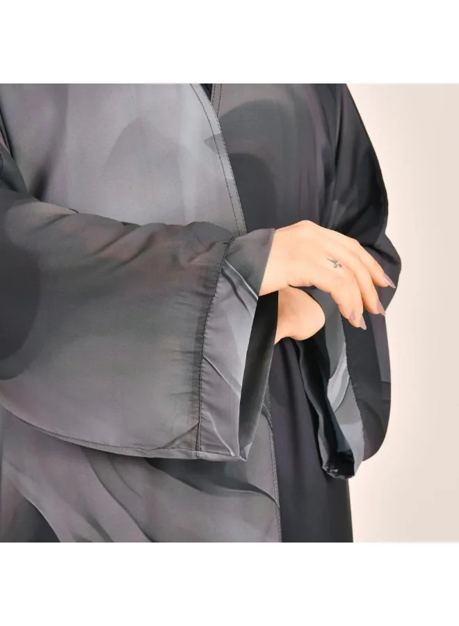 lamha abaya Wrap abaya with ombre fabric in shades of gray
