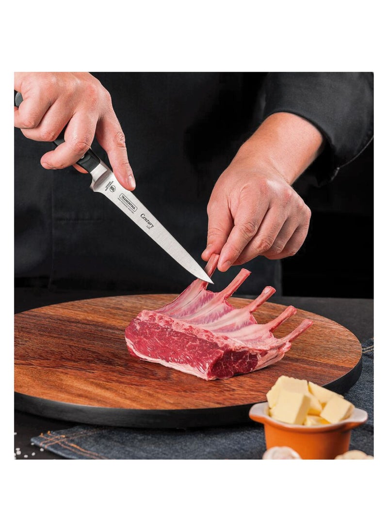 TRAMONTINA - Since 1911,Made in Brazil-  Century 6 Inches Boning Knife with Stainless Steel Blade and Black Polycarbonate Handle, - Image 1