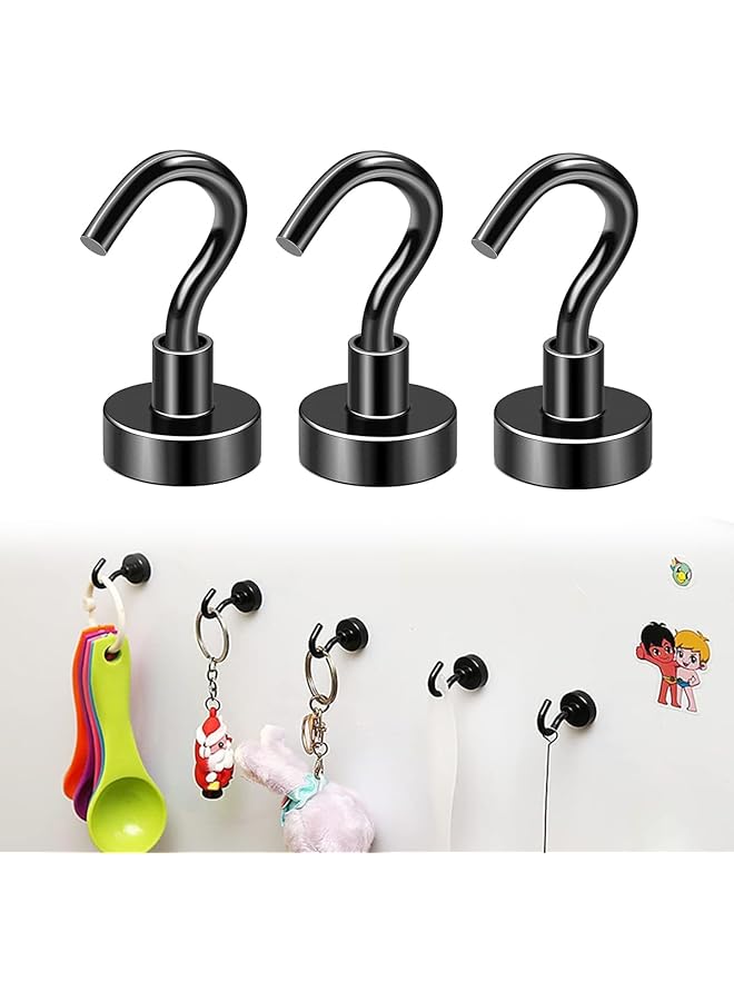 Zaboon 3 Pcs Magnetic Utility Hooks With 22Lbs Heavy Duty Rare Earth Neodymium Magnet Hooks For Hanging Cruise Magnet Shooks For Refrigerator Grill Kitchen Bathroom - Image 1
