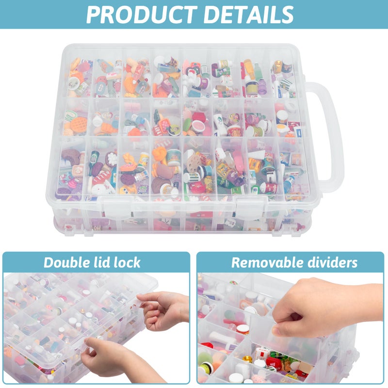 JOYMOMO 48 Slots Mini Brand Storage Case with Mini Brands Collector Toys,Transparent Compartment for Miniatures(Case Only) - Image 2