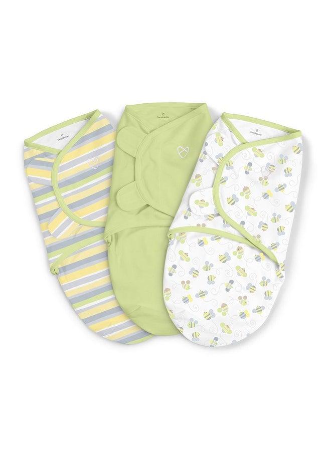 SwaddleMe By Ingenuity Original Swaddle 100% Cotton Improves Sleep & Calms Startle Reflex 0 3 Months 3 Pack Busy Bees  - Image 1