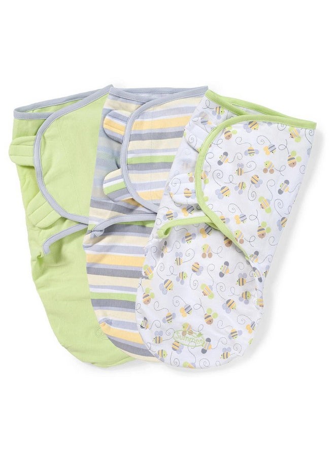 SwaddleMe By Ingenuity Original Swaddle 100% Cotton Improves Sleep & Calms Startle Reflex 0 3 Months 3 Pack Busy Bees  - Image 3