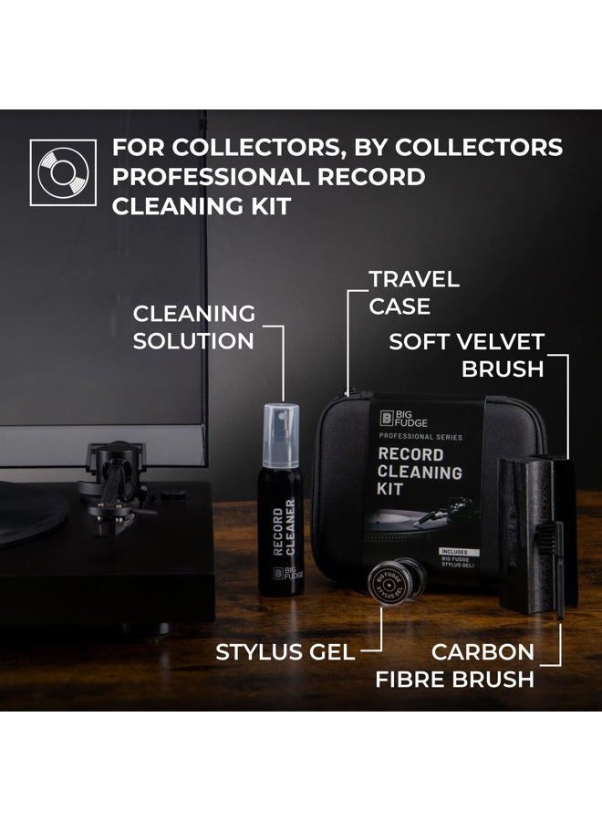 BIG FUDGE Professional Series Vinyl Record Cleaning Kit - 5-in-1- Includes Velvet Vinyl Cleaner Brush, Cleaning Fluid, Stylus Gel, Brush for Velvet, Padded Storage Case - Image 2
