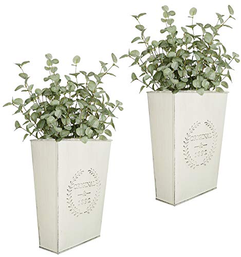 LESEN Set of 2 Farmhouse Metal Wall Planter,Rustic Wall Decor Country Hanging Wall Vase Box for Plants Flower Home Decoration - Image 1