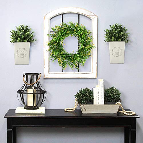 LESEN Set of 2 Farmhouse Metal Wall Planter,Rustic Wall Decor Country Hanging Wall Vase Box for Plants Flower Home Decoration - Image 2