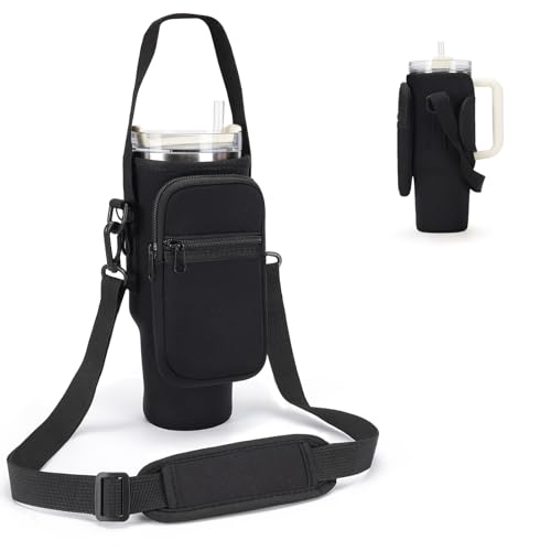 GOEWY Water Bottle Carrier Bag for Stanley 40 oz Tumbler with Phone Pocket Neoprene Water Bottle Holder with Shoulder & Handheld Strap Stanley Cup Accessories - Image 1
