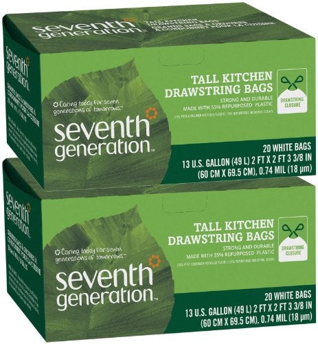 Seventh Generation Drawstring Trash Bags 13 gal 20 ct 2 pk