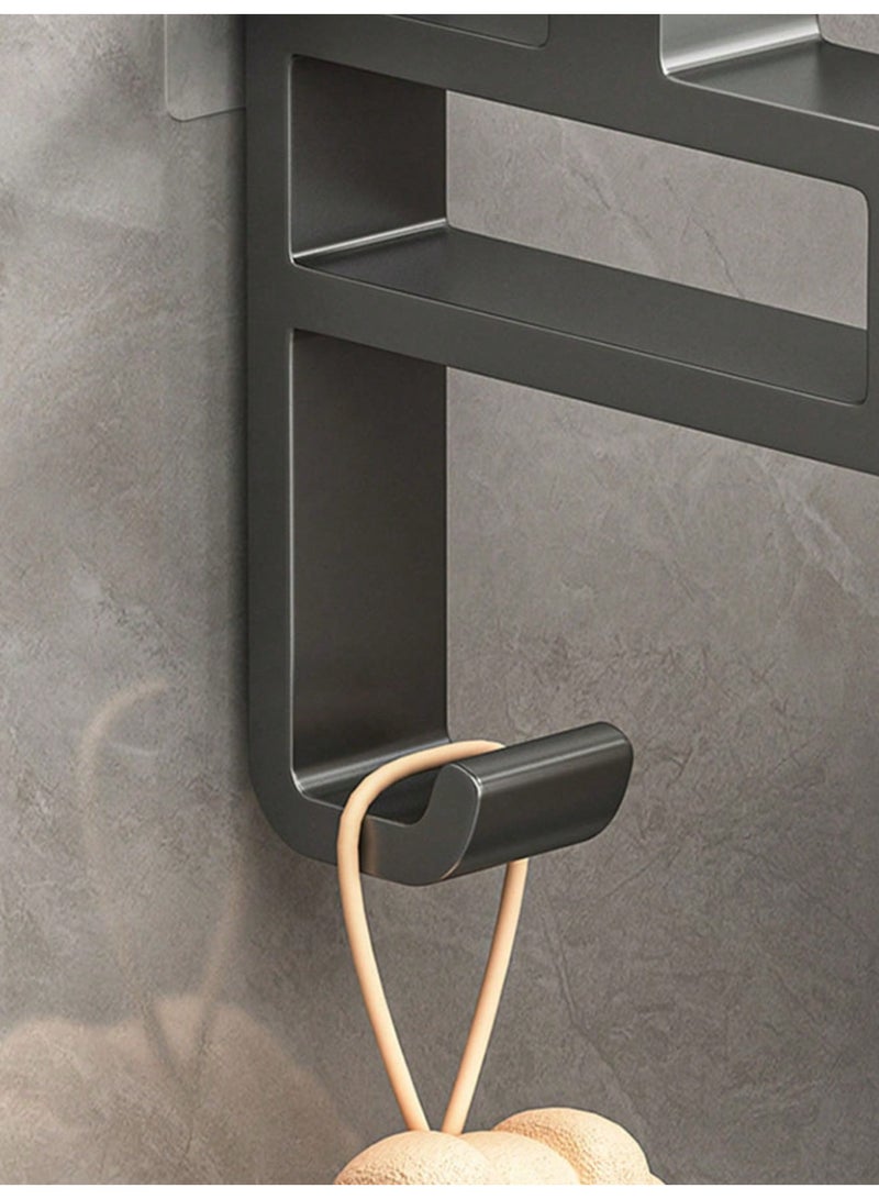 Towel Rail Double Bar Towel Rack, Wall Mounted Towel Holder with Hook, No Drill Towel Rail, Aluminum Towel Organizer, Space Saving Towel Hanger for Bathroom & Kitchen - Image 4