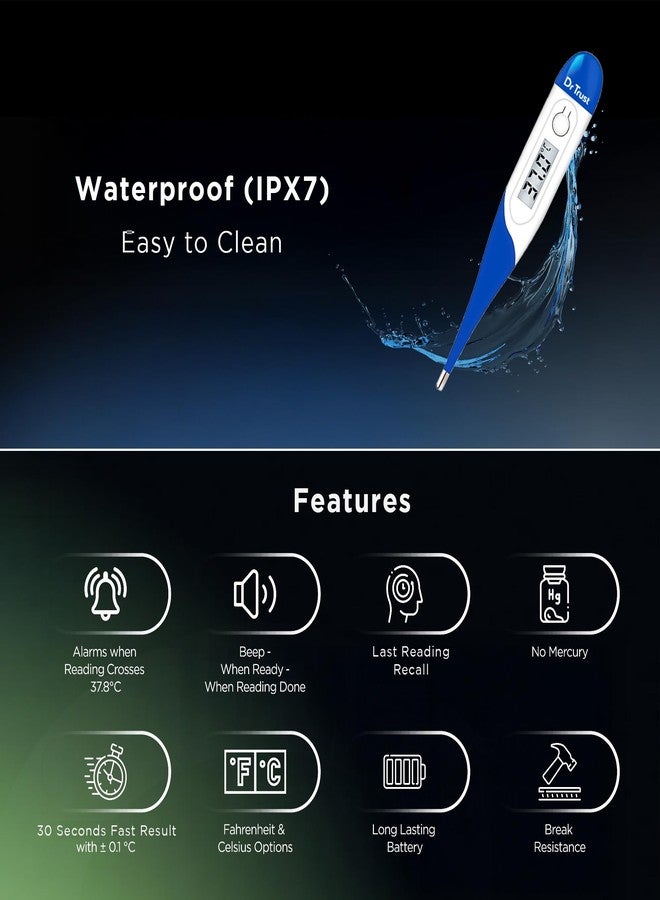 Dr Trust (USA) Waterproof Flexible Tip Digital Thermometer (White)-604 - Image 5