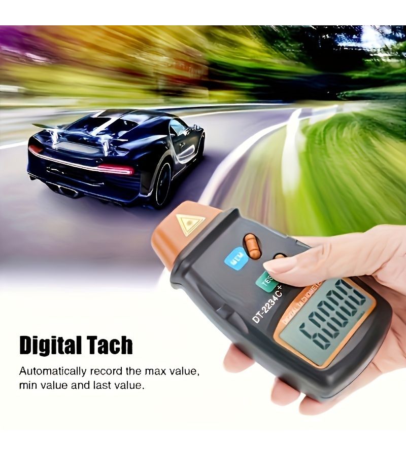 Handheld Digital Tachometer Non Contact Laser RPM Gauge 2234C 2.5 to 99999 RPM 001 Percent Accuracy Battery Operated - Image 3