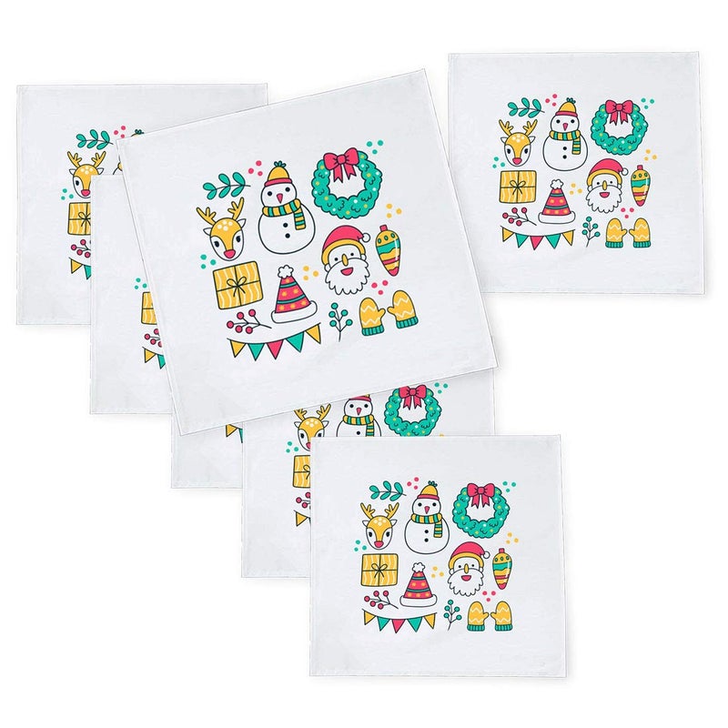 Khakee 6 Pcs Christmas Theme Tafta Silk Table Napkins 10x 10 for Xmas Decoration Christmas OrnamentsChristmas Gift npxmas207P - Image 1