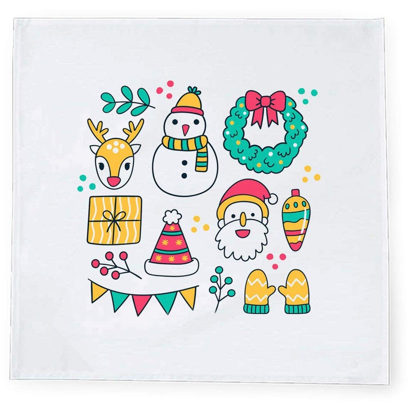 Khakee 6 Pcs Christmas Theme Tafta Silk Table Napkins 10x 10 for Xmas Decoration Christmas OrnamentsChristmas Gift npxmas207P - Image 2