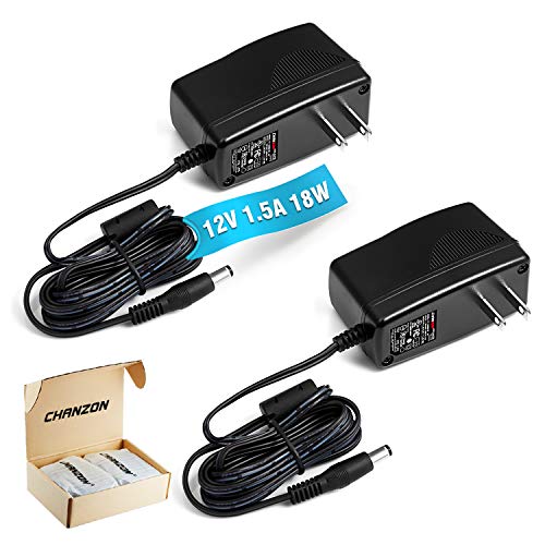 CHANZON 12V 1.5A UL Listed 18W AC DC Switching Power Supply Adapter (Input 100-240V, Output 12 Volt 1.5 Amp, 6Ft Cord, 18 Watt) Wall Wart Transformer Charger for DC12V Security CCTV Camera (2-Pack) - Image 1