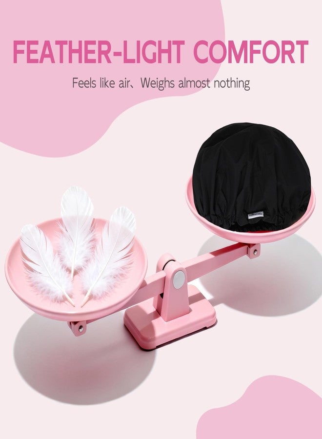 يرز كالم قبعة استحمام Years Calm للنساء، مقاومة للماء وقابلة لإعادة الاستخدام - خفيفة الوزن للغاية (27 غرام)، ذات طبقتين، توفر ملاءمة آمنة للشعر الطويل والمجعد، مثالية للسفر والمنتجعات الصحية (أسود) - Image 4