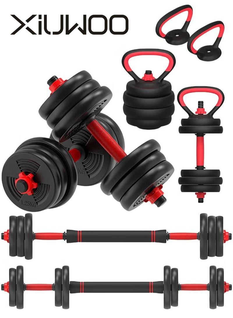 XiuWoo 15KG Dumbbell Barbell Kettlebell Set 4 Modes Of Body Shaping Exercise To Increase Strength And Enhance Physique Male And Female Multi-Combination Can Freely Adjust The Weight  - Image 1