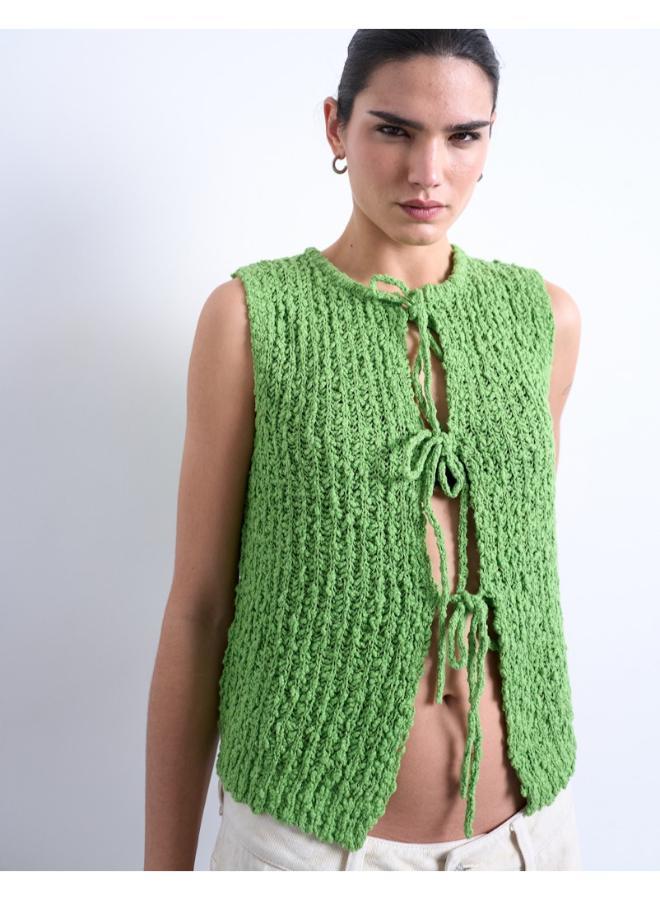 TOPSHOP Casual Sleeveless Tie Vest - Image 1