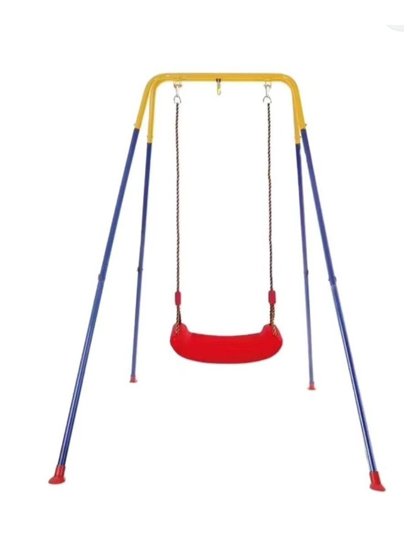 مجموعة أرجوحة للأطفال الصغار   للاماكن الخارجية والداخلية، مقعد قوي وحامل ارجوحة معدني قابل للطي، سهل التجميع والتخزين في المنزل - Image 3