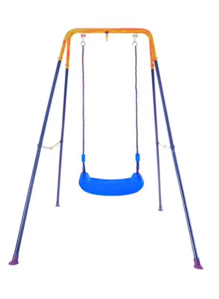 مجموعة أرجوحة للأطفال الصغار   للاماكن الخارجية والداخلية، مقعد قوي وحامل ارجوحة معدني قابل للطي، سهل التجميع والتخزين في المنزل - Image 1