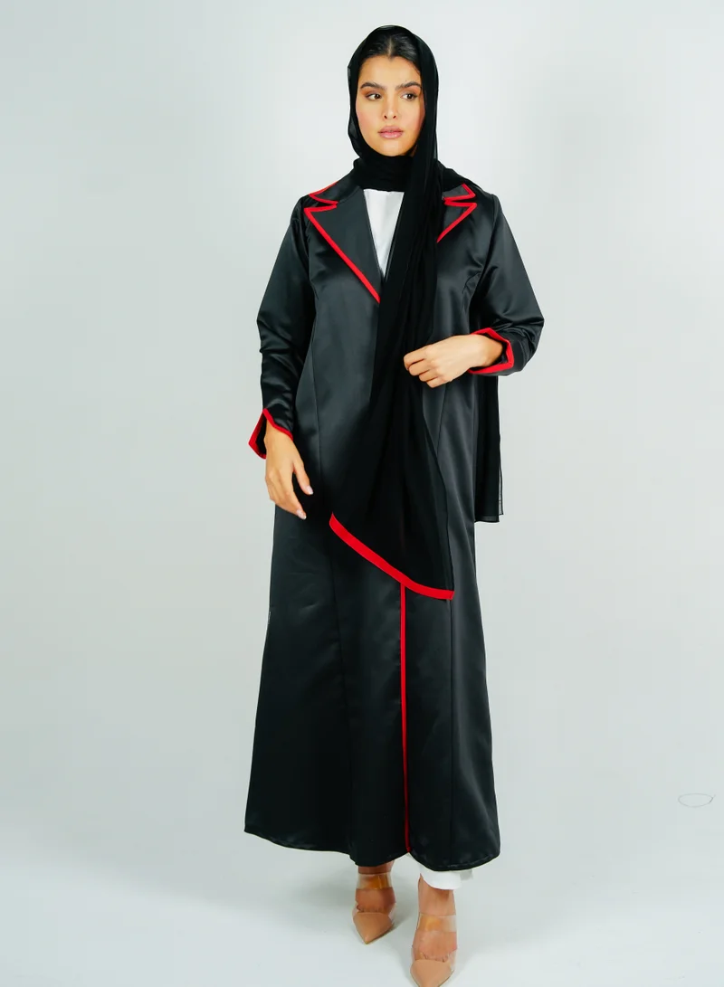 Rosette Abaya  Stylish Blazer abaya with red style Line for Women | Best Price UAE