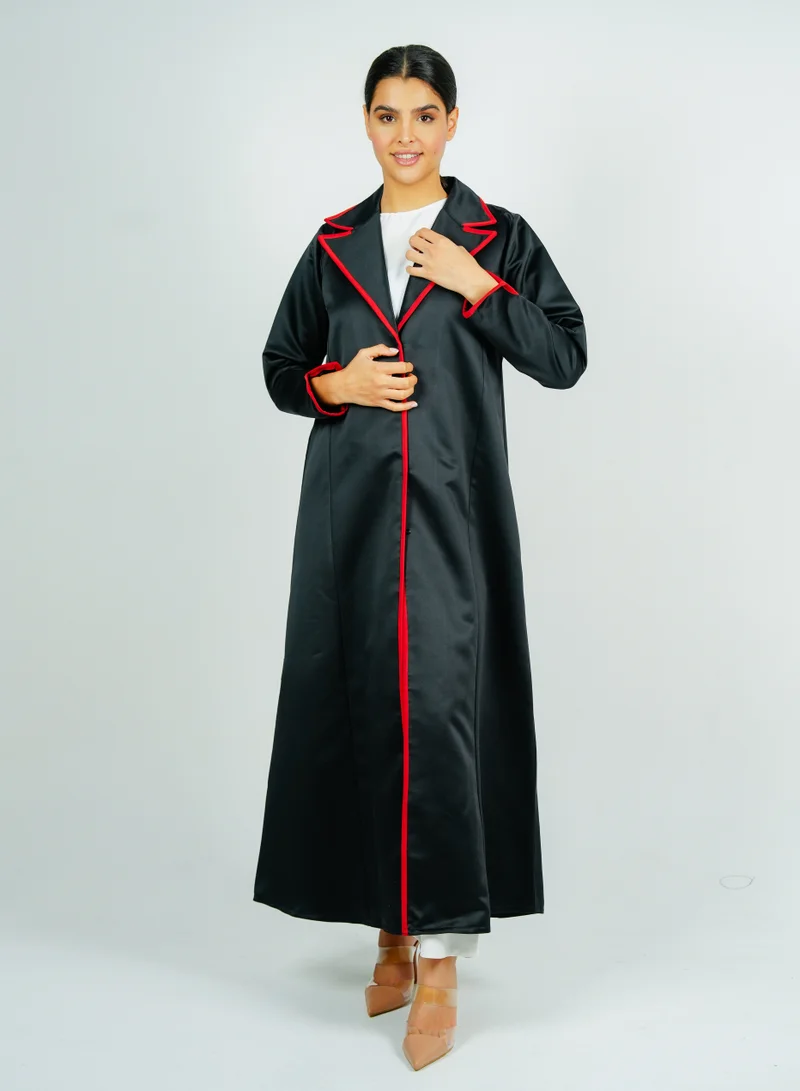 Rosette Abaya  Stylish Blazer abaya with red style Line for Women | Best Price UAE