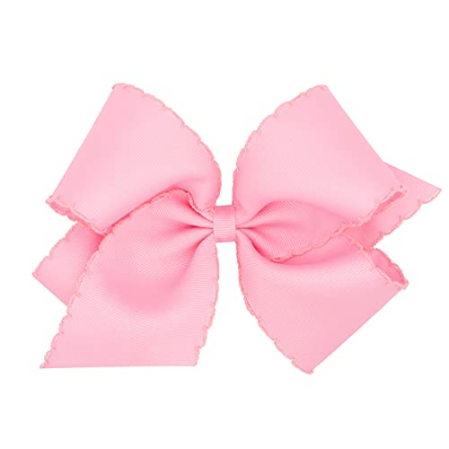 Wee Ones Girls Classic Grosgrain Moonstitch Edge Hair Bow NoSlip Hair Clip Handmade Pearl King - Image 1