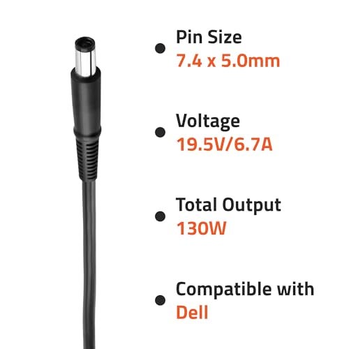 Artis AR1202 130 Watt Laptop Charger/Adapter with Power Cord Compatible with Dell Laptops (19.5V/6.7A, Pin: 7.4 x 5.0 mm) - Image 2