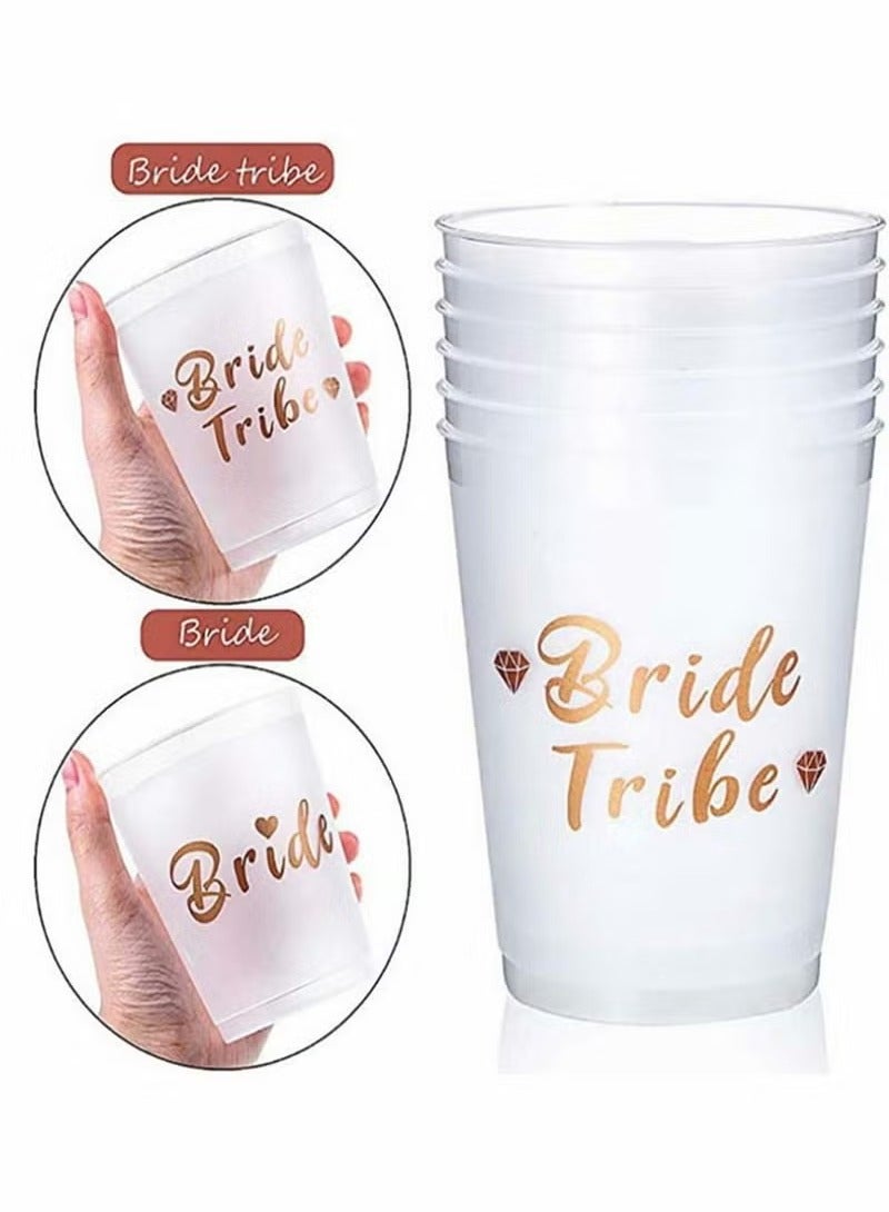 11Pcs Bridal Tribe Cup - Shiny Gold Foil Text Cup - 1Pcs Bride Cup and 10Pcs Bride Tribe Cup - Bridal Shower Decoration Party Supplies - Single Bridal Party Wedding Gifts  - Image 1