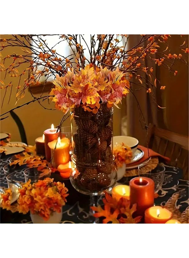 1 Piece Artificial Maple Leaf Branch Orange Yellow Thanksgiving Christmas Halloween Autumn Decoration for Indoor Outdoor Use - Image 3