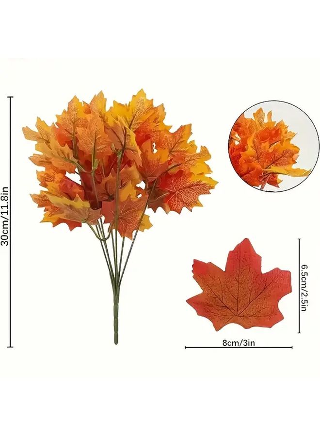 1 Piece Artificial Maple Leaf Branch Orange Yellow Thanksgiving Christmas Halloween Autumn Decoration for Indoor Outdoor Use - Image 2