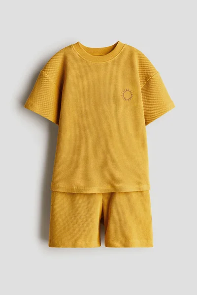 اتش اند ام طقم قطن وافل قطعتين