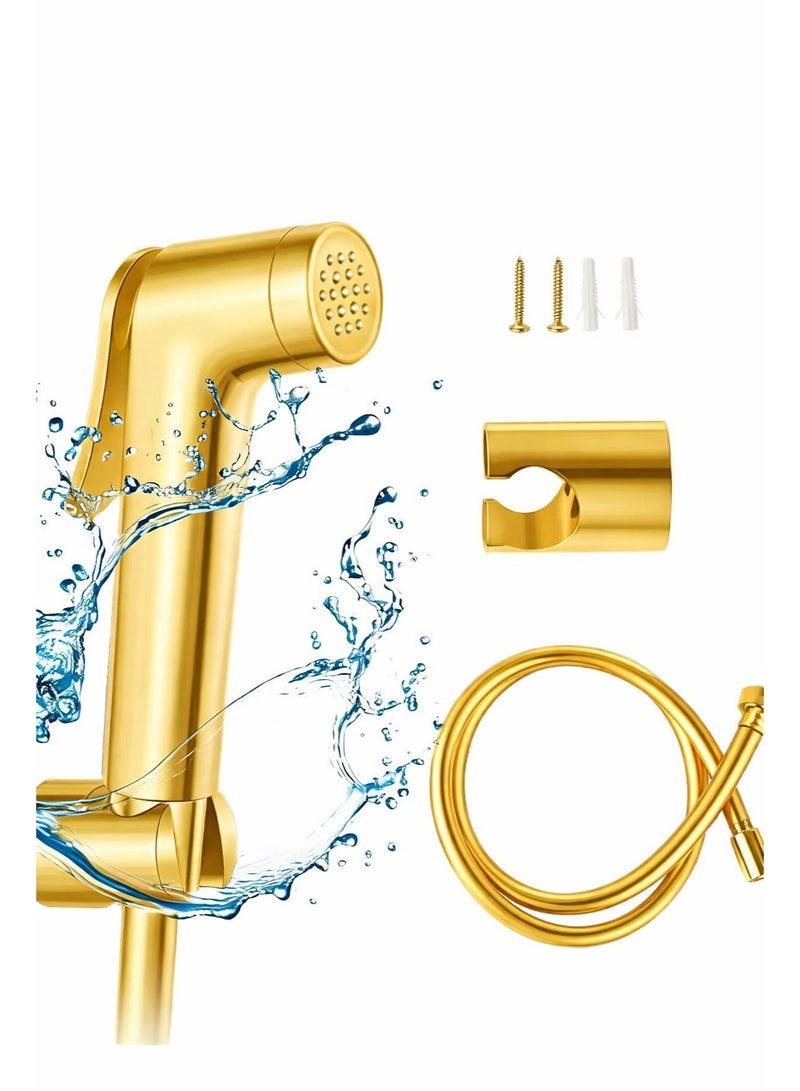 Meikeer Luxury Gold Handheld Bidet Sprayer Set with Hose and Wall Holder - Image 1