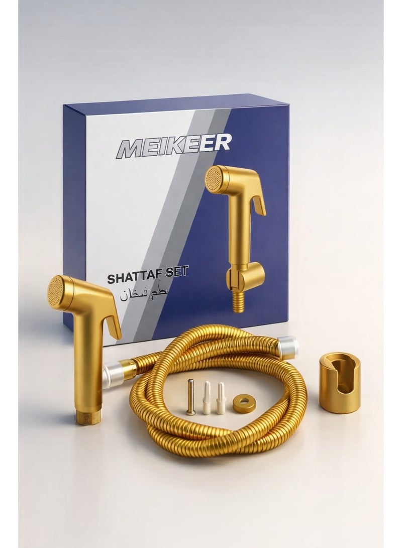 Meikeer Luxury Gold Handheld Bidet Sprayer Set with Hose and Wall Holder - Image 5