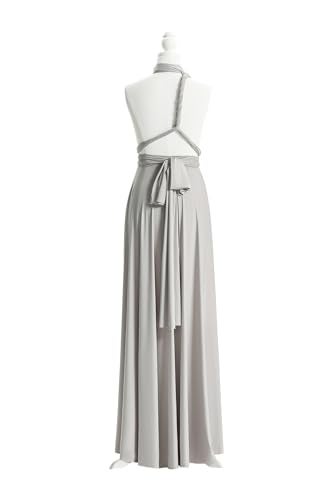 72styles فستان العروس المرافق القابل للتحويل فستان ماكسي مسائي مع حمالة (مقاس كبير، رمادي فضي) - Image 3