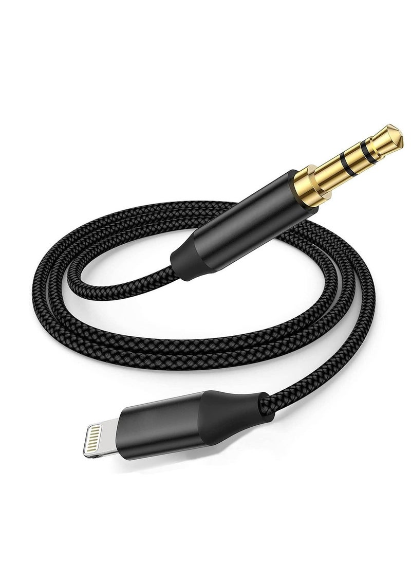 2 Pack To 3.5mm Audio Cable Compatible With IPhone 13/12/11/XR/XS/X/8/7/6 Plus/SE 2 IPad (Black) - Image 1