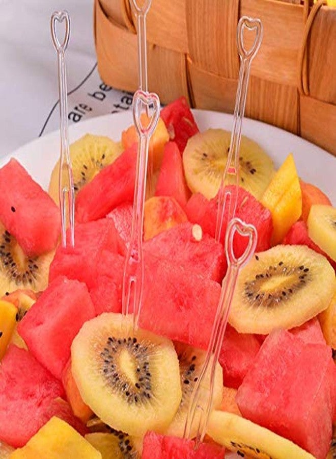 DNHCLL 200 PCS 3.5" Length Disposable Fruit Forks safety and sanitation Plastic Cocktail Picks Sticks heart shapes Cute Food Pick Party Supplies Plates Picks Dessert Forks Cake Forks - Image 4