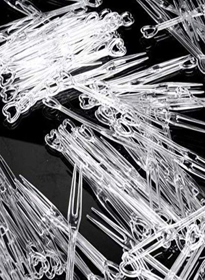 DNHCLL 200 PCS 3.5" Length Disposable Fruit Forks safety and sanitation Plastic Cocktail Picks Sticks heart shapes Cute Food Pick Party Supplies Plates Picks Dessert Forks Cake Forks - Image 1
