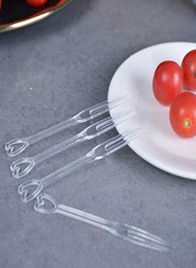 DNHCLL 200 PCS 3.5" Length Disposable Fruit Forks safety and sanitation Plastic Cocktail Picks Sticks heart shapes Cute Food Pick Party Supplies Plates Picks Dessert Forks Cake Forks - Image 3