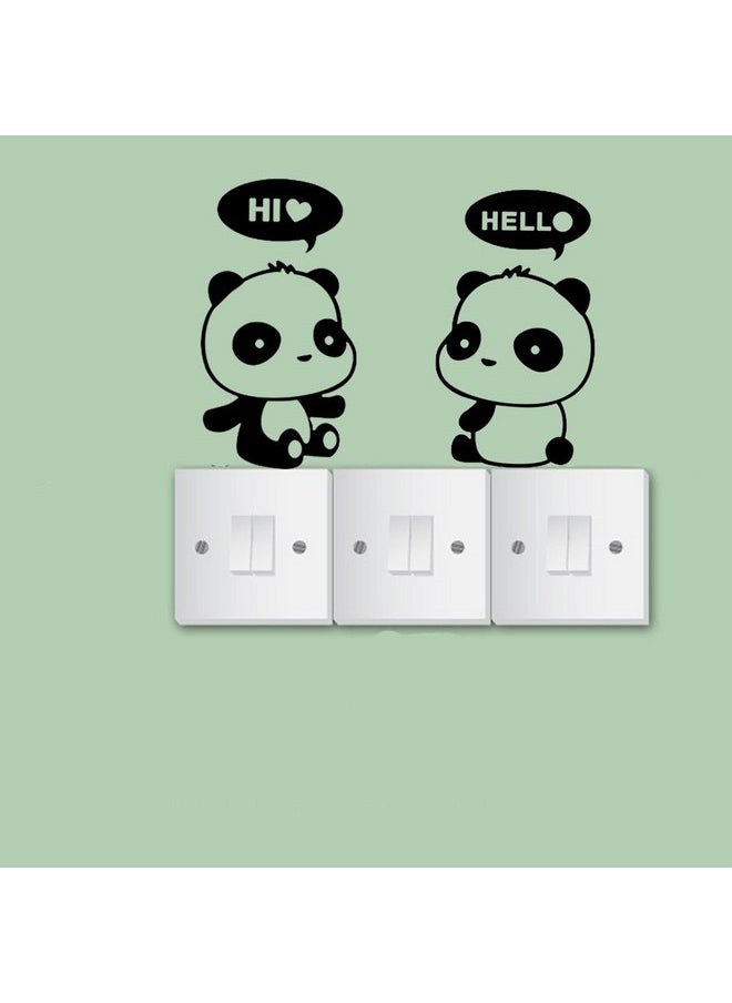 Adam Victor Removable Switch Sticker, 4 Pcs Cute Cartoon Pandas Wall Sticker, Light Switch Decor Decals, Family DIY Decor Art Car Stickers Home Decor Wall Art for Kids Living Room Office Decoration  - Image 5