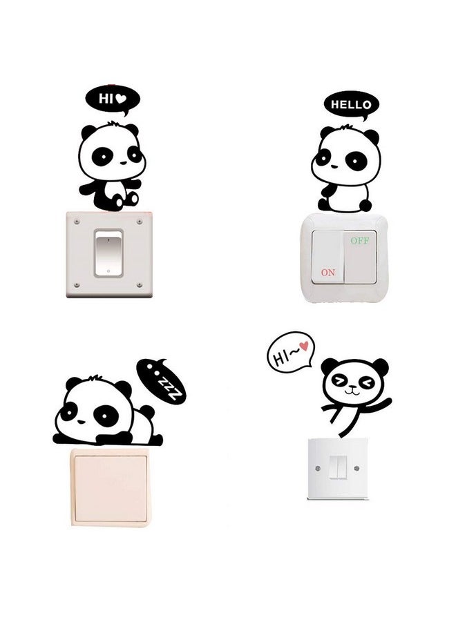 Adam Victor Removable Switch Sticker, 4 Pcs Cute Cartoon Pandas Wall Sticker, Light Switch Decor Decals, Family DIY Decor Art Car Stickers Home Decor Wall Art for Kids Living Room Office Decoration  - Image 1